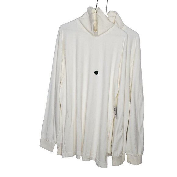 NEW LL Bean Mens Turtleneck Shirts L Tall White Cotton Traditional Fit Lot of 2 - Picture 1 of 4
